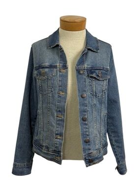 Old Navy Classic Denim Jacket Womens S Medium Wash Blue Stretch Jean Trucker